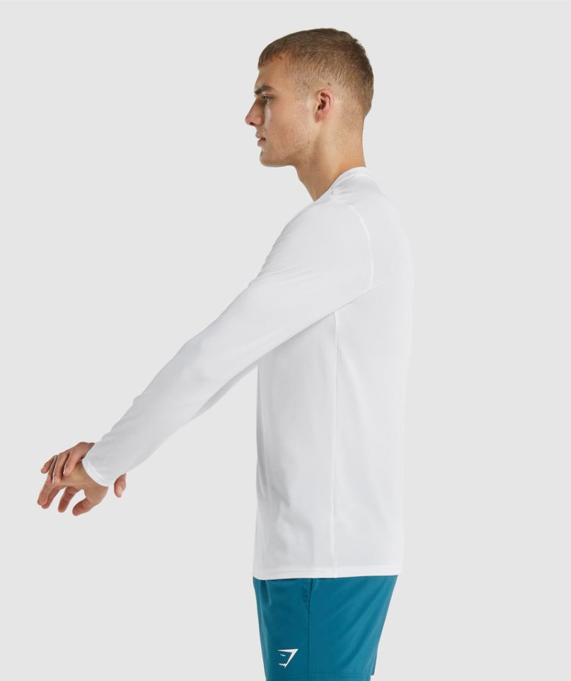 Koszulki Gymshark Arrival Long Sleeve Męskie Białe | PL 034WBY